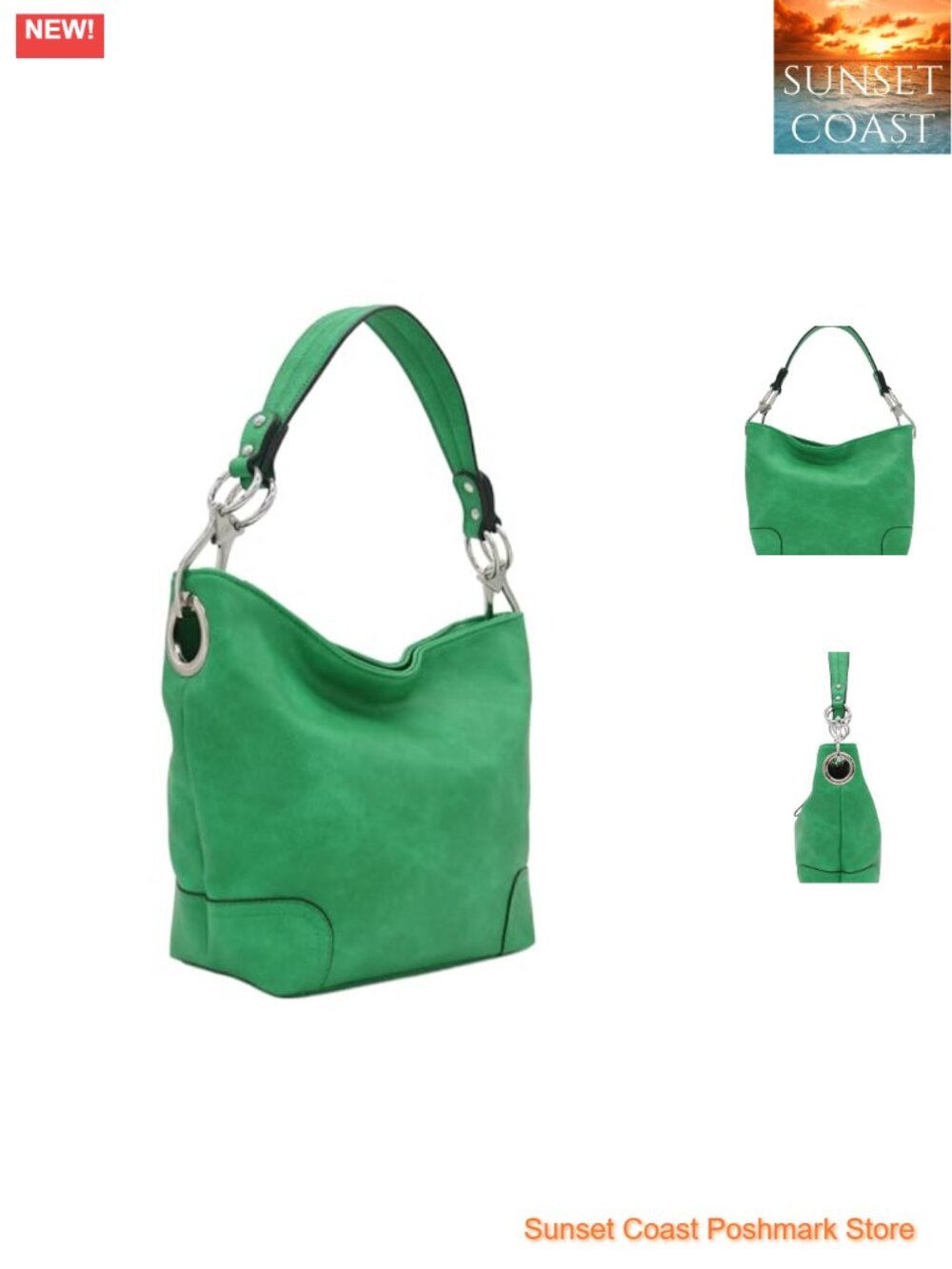 Hobo Shoulder Bag with Detachable Strap Faux Leather